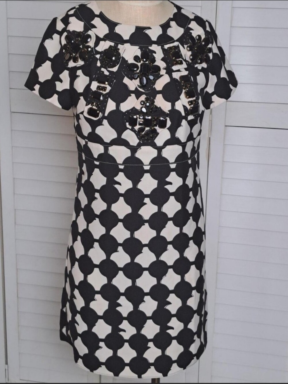 Karta Anthropologie Gemstone Embellished Mod Geometric Shift Dress Medium